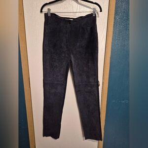absolu paris dark navy blue leather suede pants
